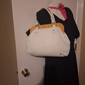 Elliott Lucca White and Tan  Shoulder Bag